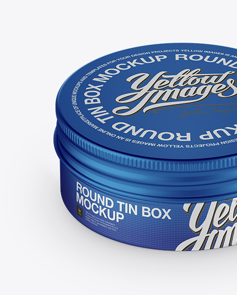 Matte Metal Round Tin Box Mockup - Front View (High-Angle Shot)