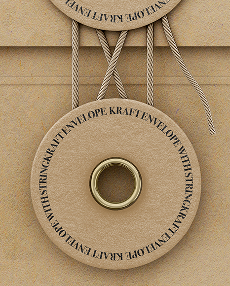 Kraft Envelope With String Mockup - Front View