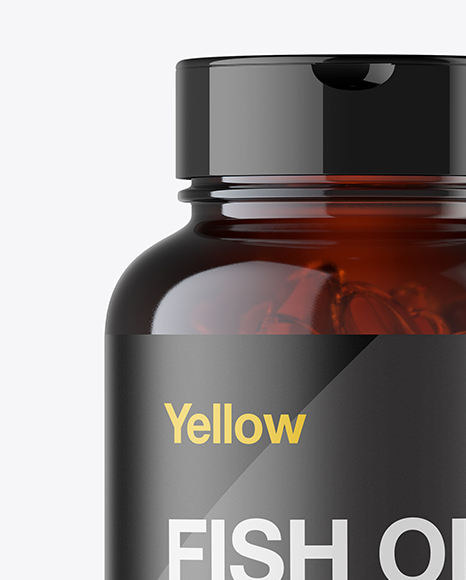 Amber Fish Oil Bottle Mockup - Front View