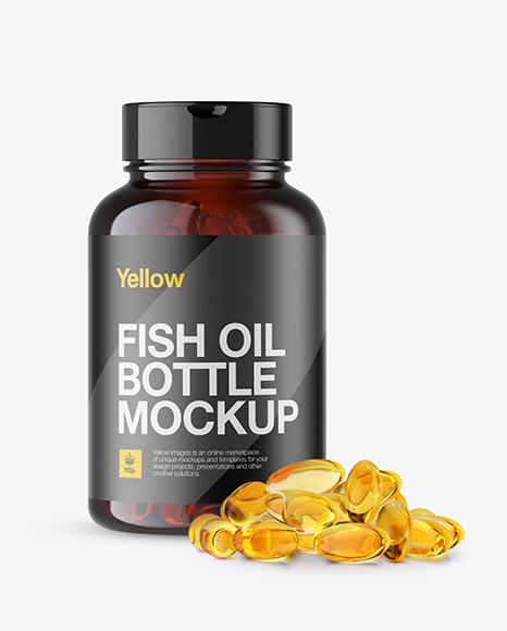 Amber Fish Oil Bottle Mockup - Front View