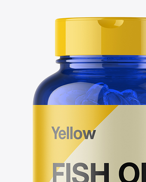 Blue Fish Oil Bottle Mockup - Front View