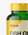 Green Fish Oil Bottle Mockup - Front View