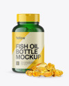 Green Fish Oil Bottle Mockup - Front View