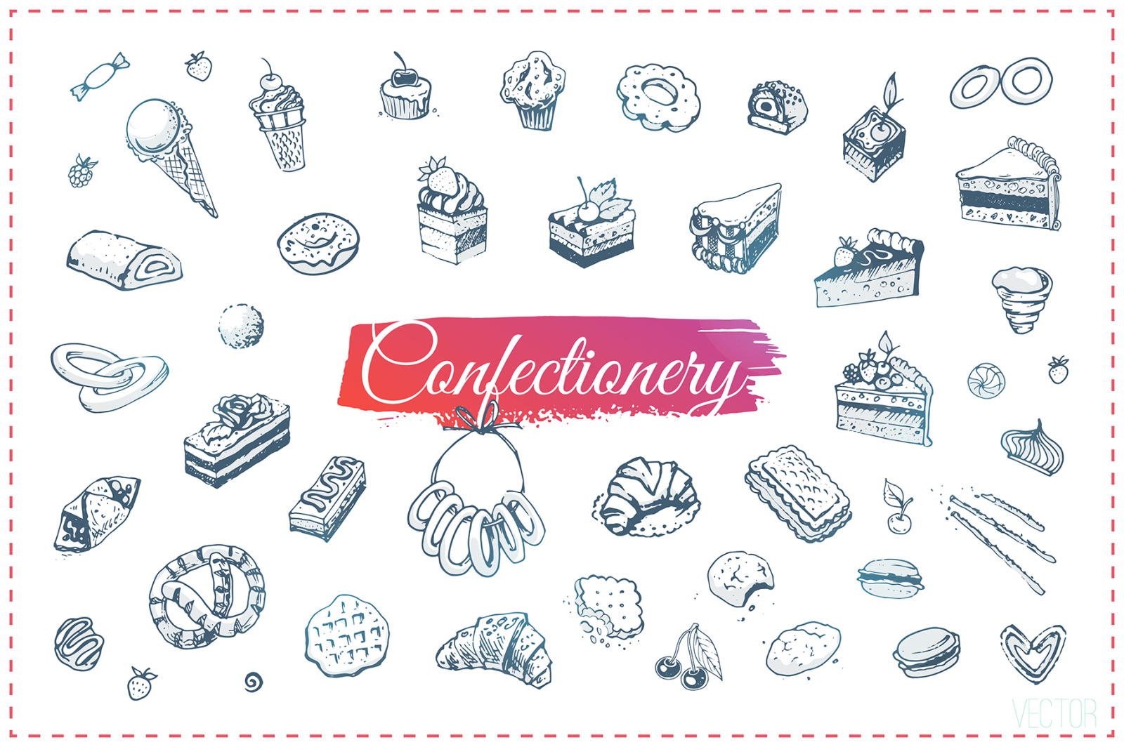 Bakery icons. Hand Draw Illustrations and Patterns