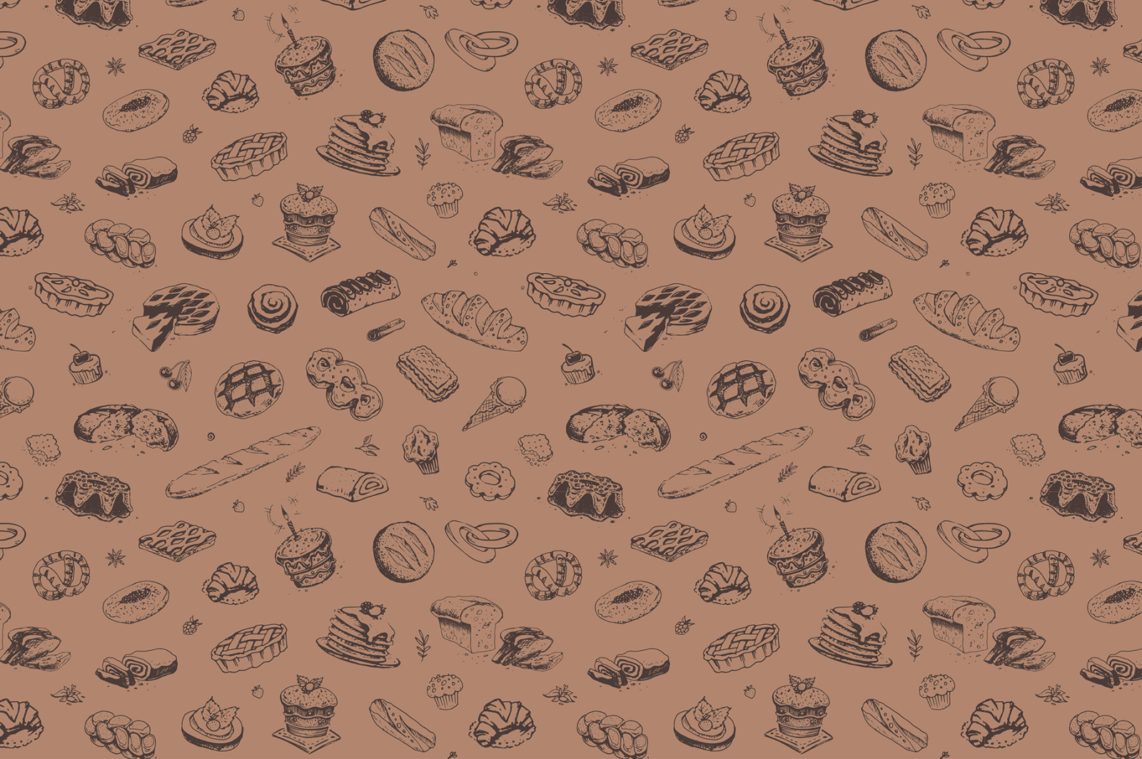 Bakery icons. Hand Draw Illustrations and Patterns