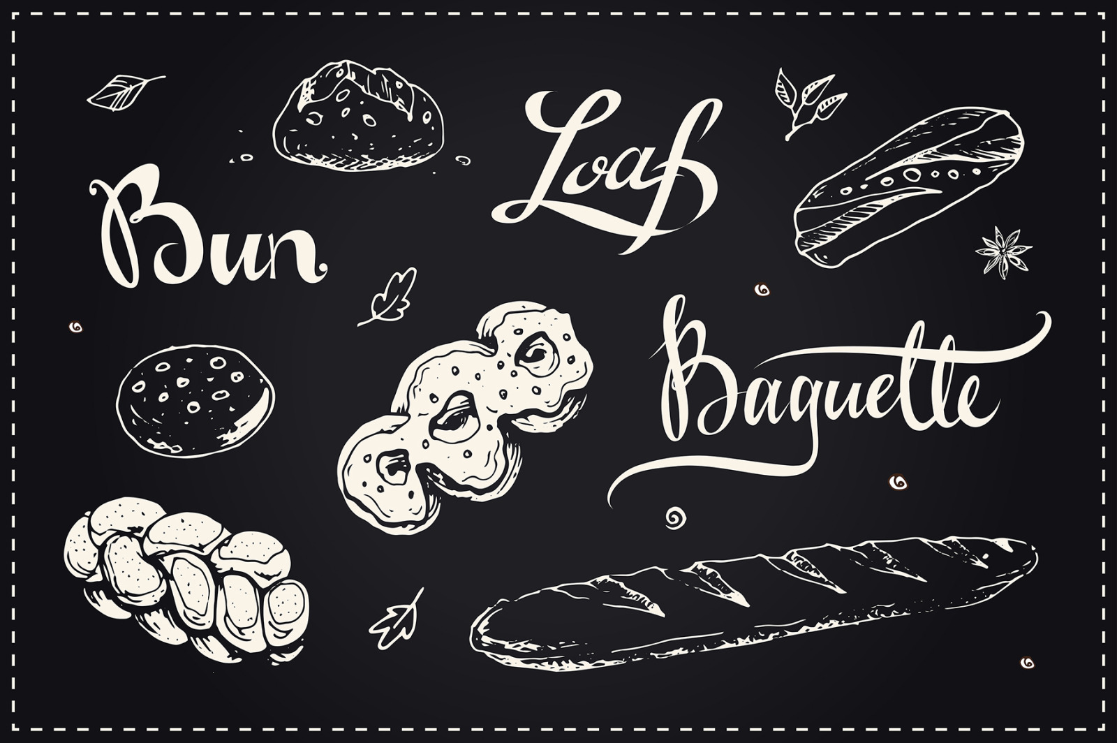 Bakery icons. Hand Draw Illustrations and Patterns