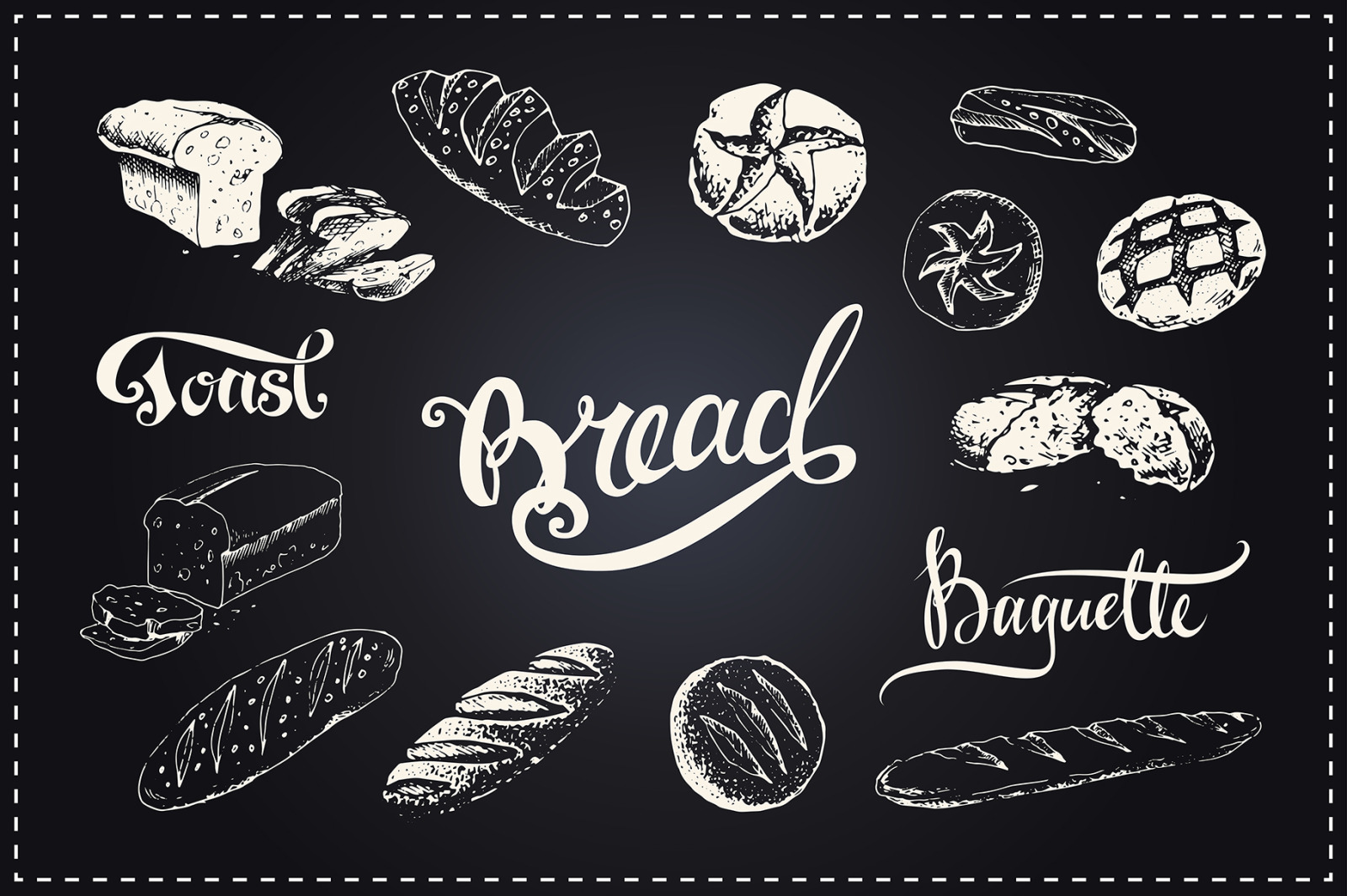 Bakery icons. Hand Draw Illustrations and Patterns