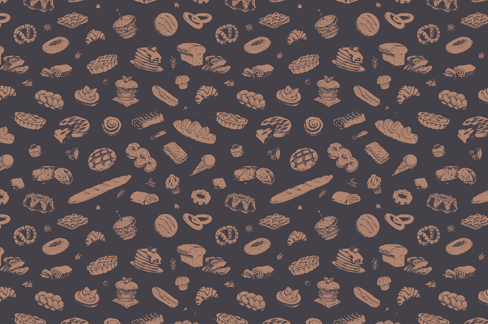 Bakery icons. Hand Draw Illustrations and Patterns