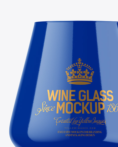 Glossy Wine Glass Mockup