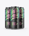 Three Metallic Cans W/ Glossy Finish Mockup