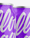 Three Metallic Cans W/ Glossy Finish Mockup