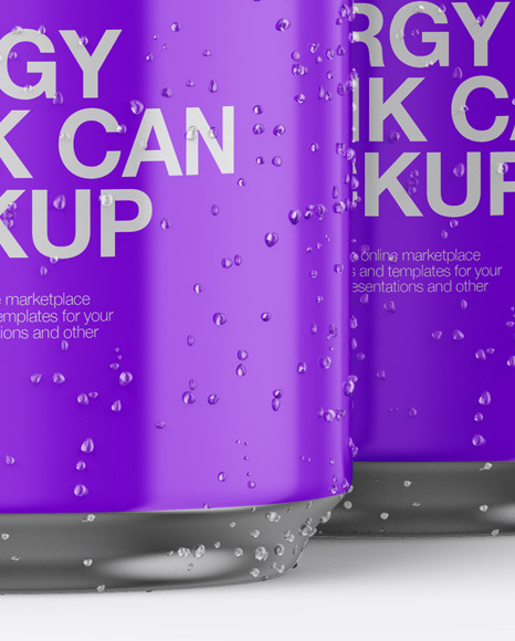 Three Metallic Cans W/ Glossy Finish Mockup