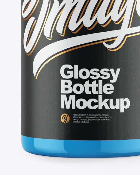 Glossy Bottle W/ Box Mockup