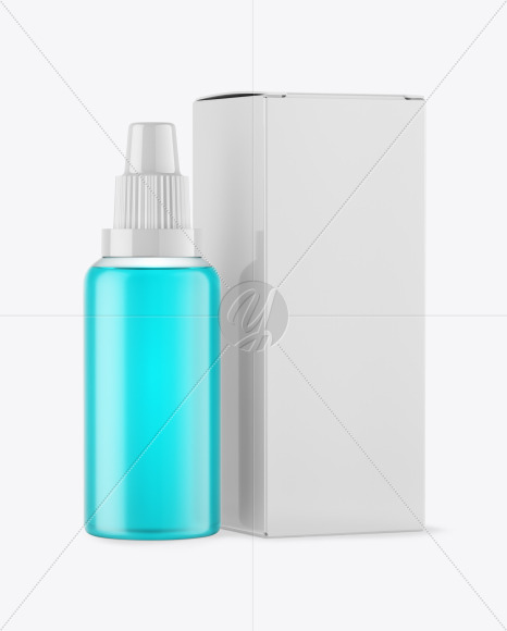 Color Liquid Bottle W/ Box Mockup