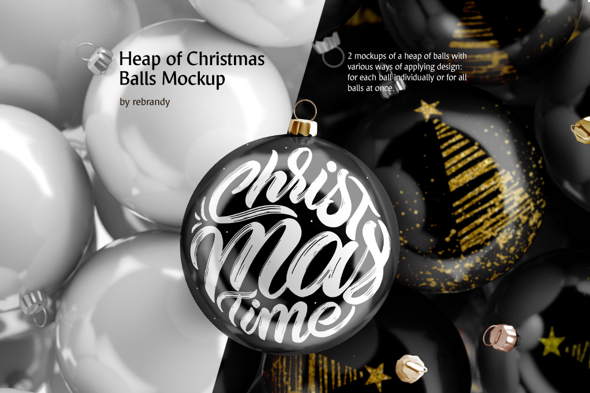 Heap of Christmas Balls Mockup