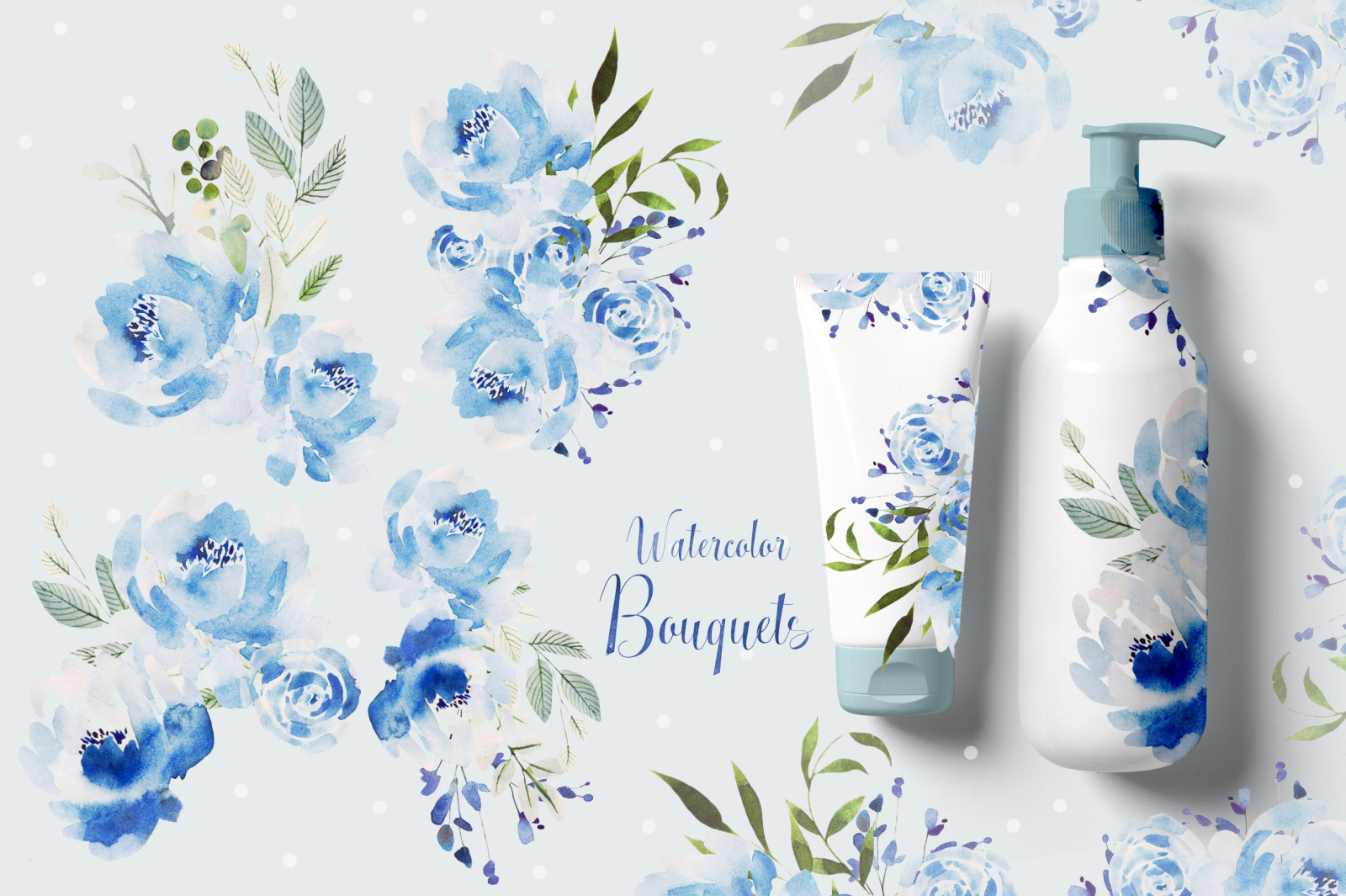 Watercolor BLUE FLOWERS