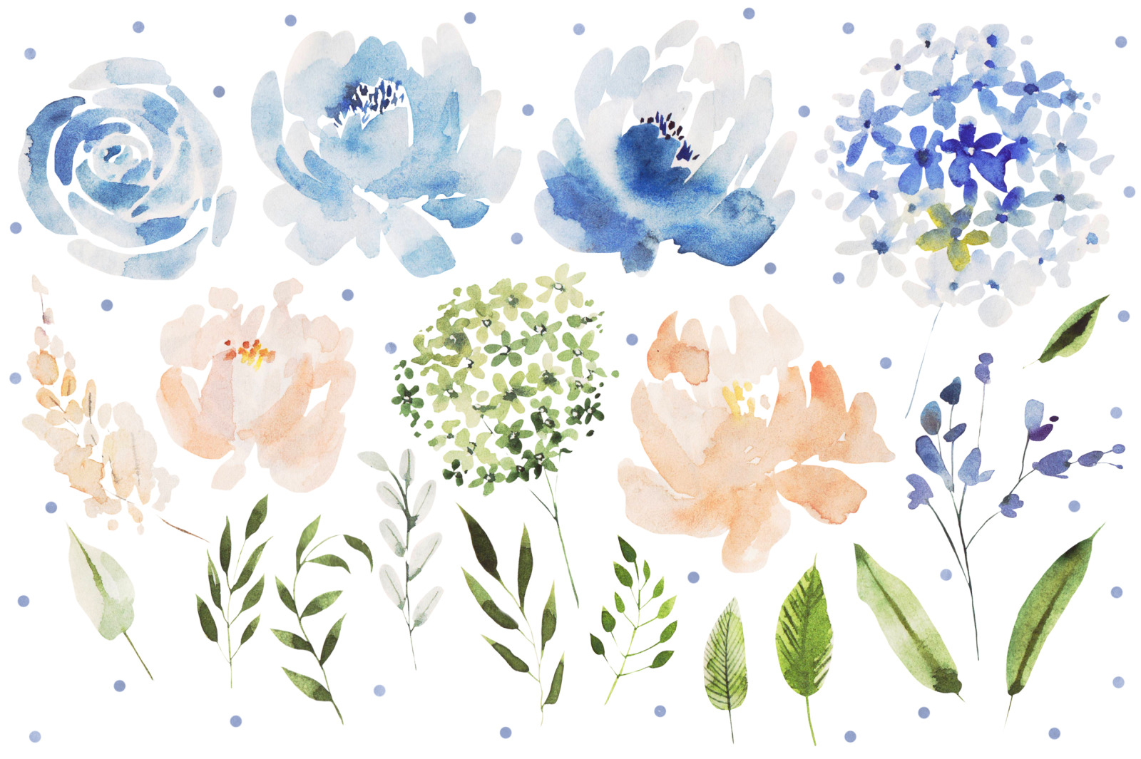 Watercolor BLUE FLOWERS