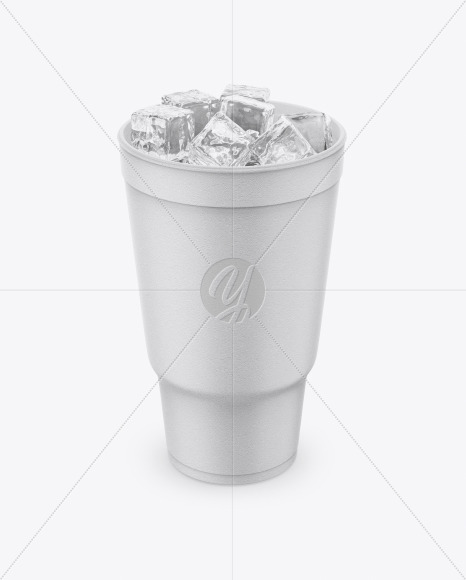 Styrofoam Cup With Ice Mockup