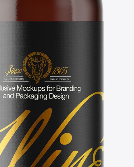 Amber Glass White Wine Bottle Mockup