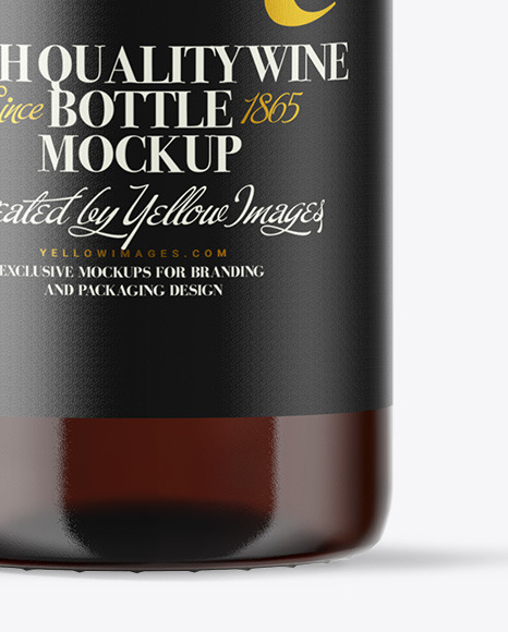 Amber Glass White Wine Bottle Mockup