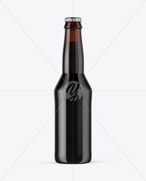 Amber Glass Dark Beer Bottle Mockup