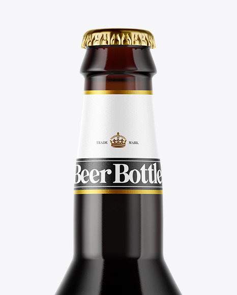 Amber Glass Dark Beer Bottle Mockup