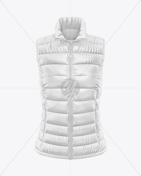 Glossy Women's Down Vest Mockup - Front View