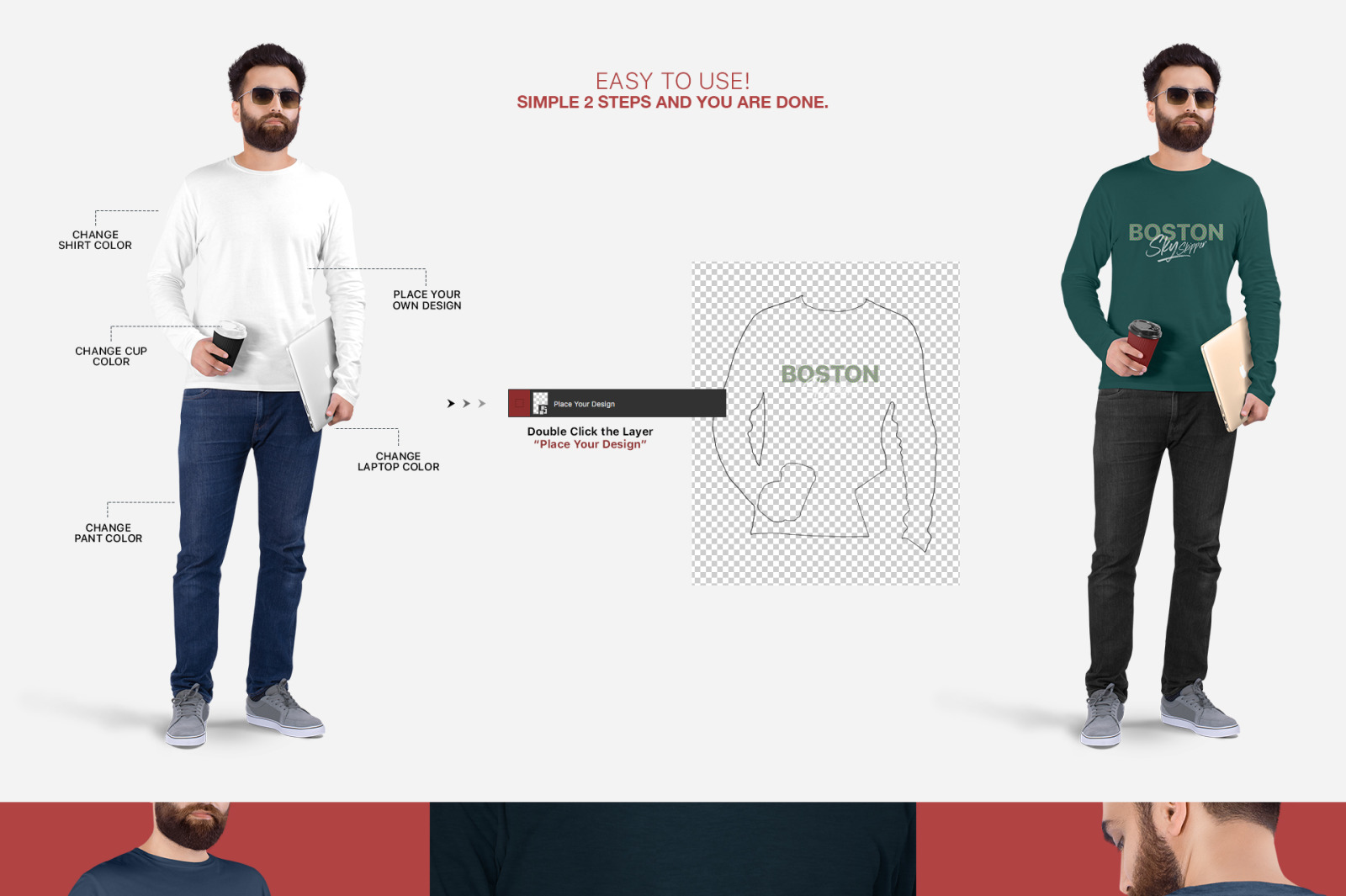 Men's Crew Neck Shirt Mockup Set Men's Crew Neck Shirt Mockup Set