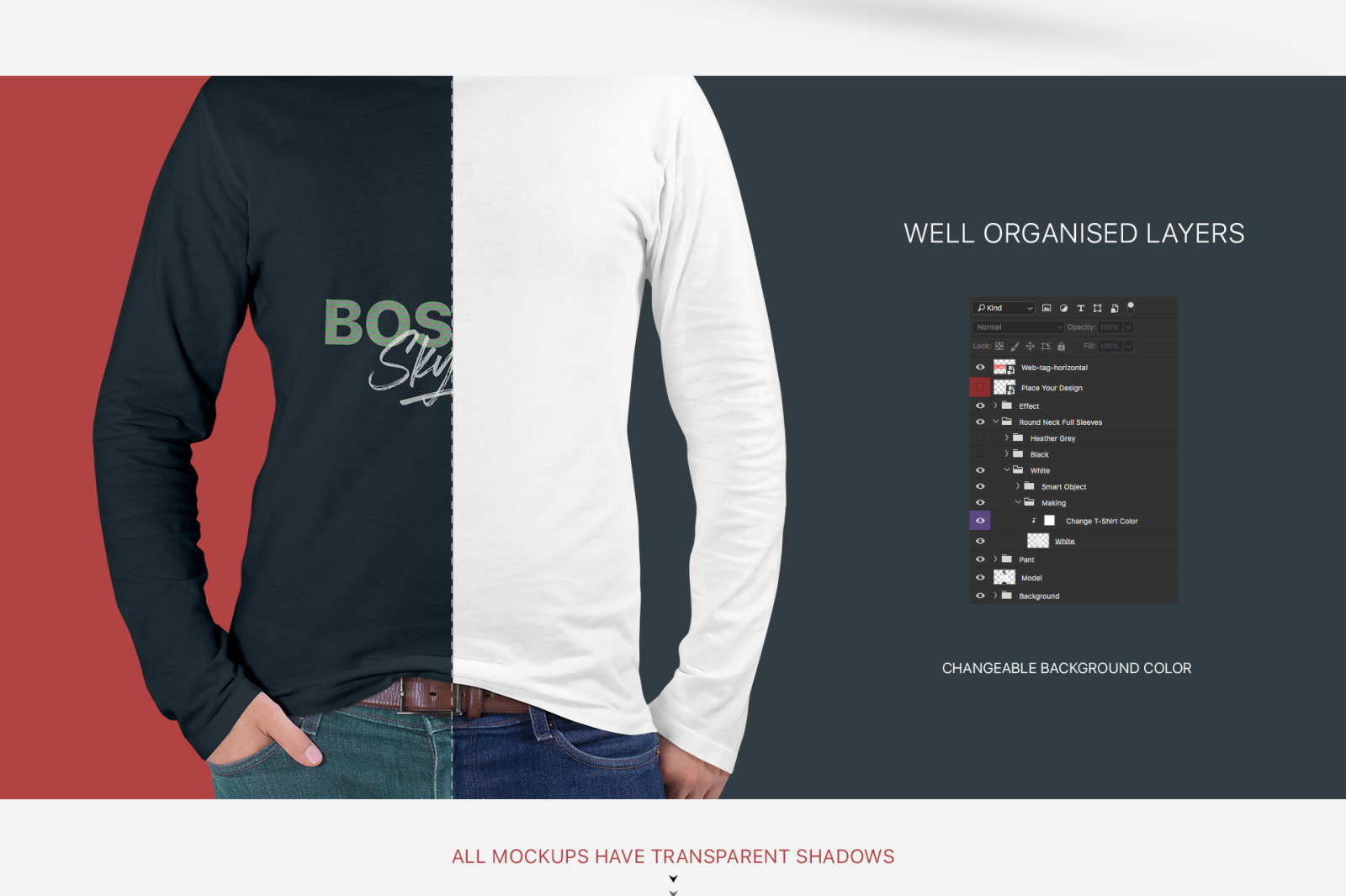 Men's Crew Neck Shirt Mockup Set Men's Crew Neck Shirt Mockup Set
