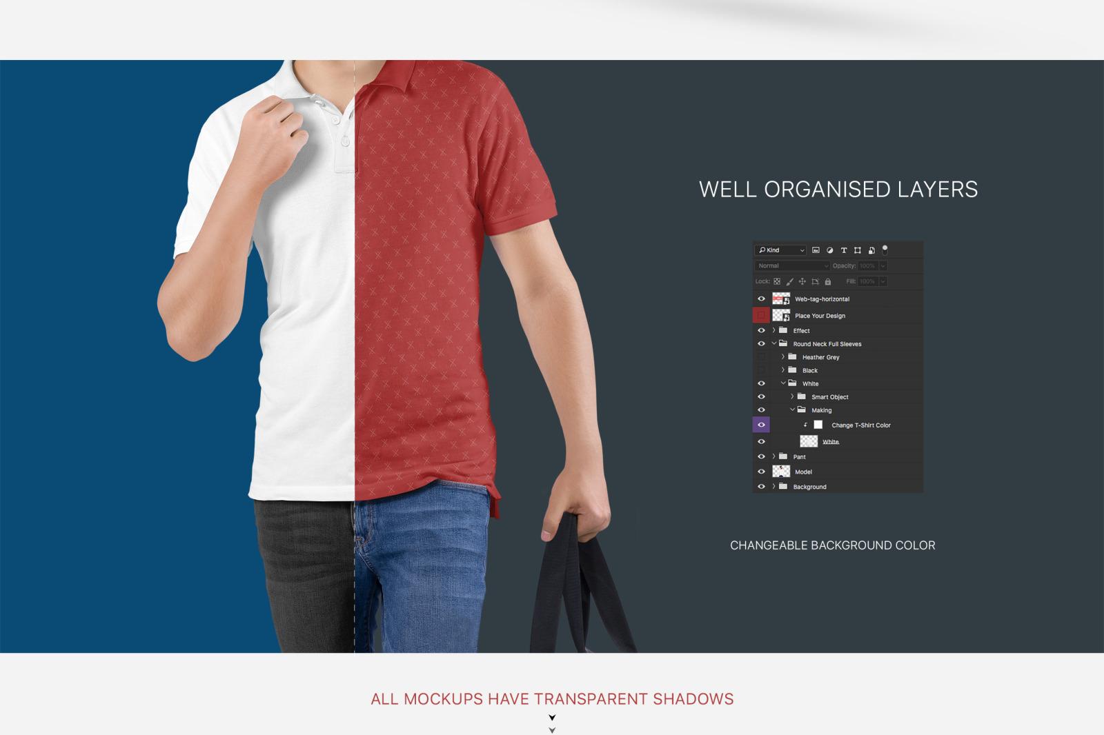 Men&#039;s Polo T-Shirt Mockup Set