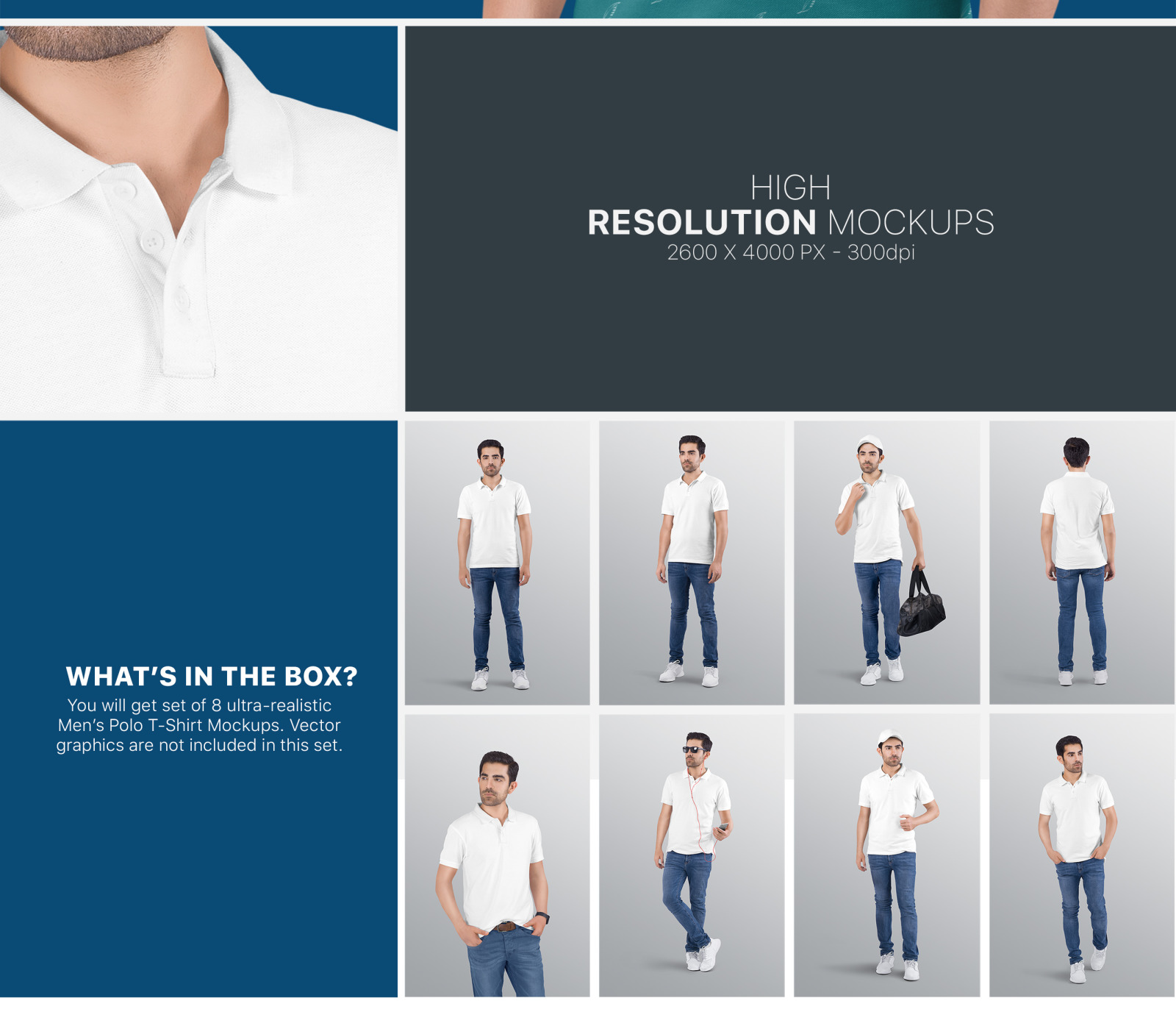Men's Polo T-Shirt Mockup Set Men's Polo T-Shirt Mockup Set