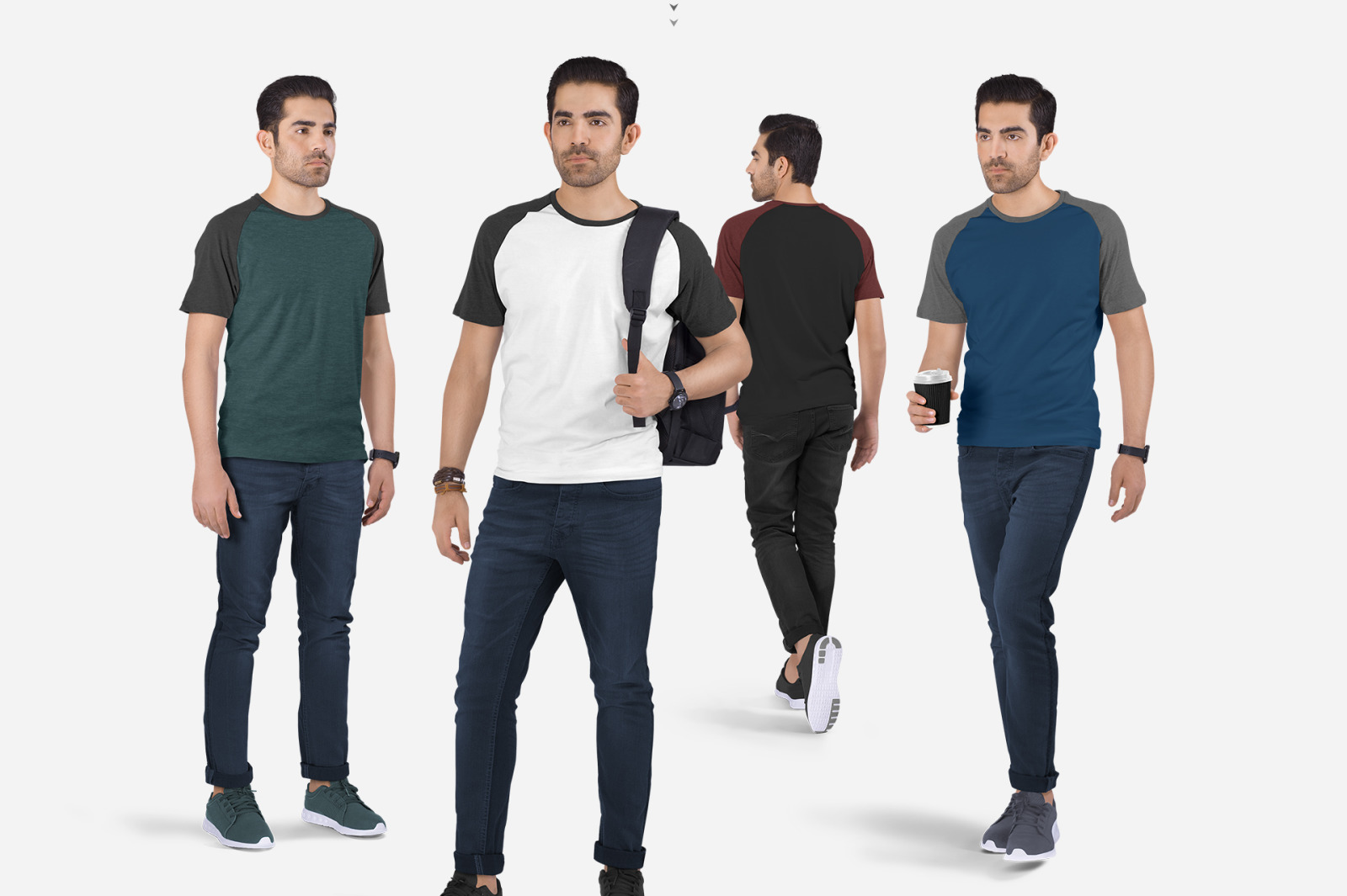 Men's Raglan T-Shirt Mockup Set Men's Raglan T-Shirt Mockup Set
