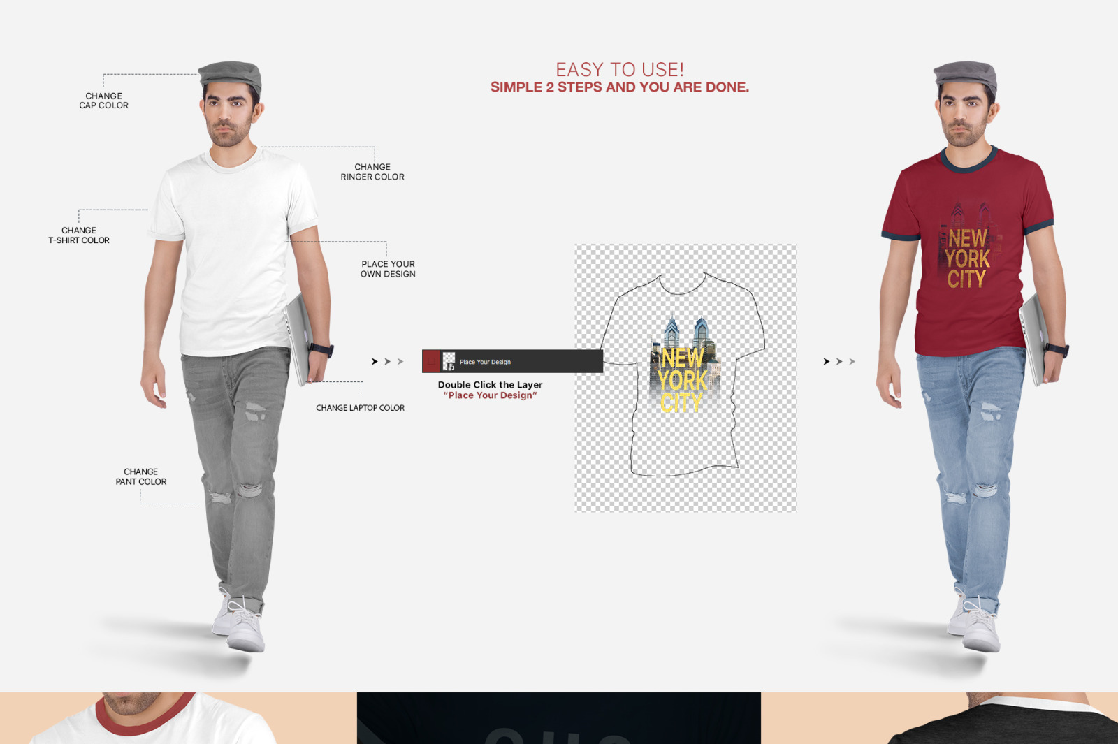 Men's Ringer T-Shirt Mockup Set Men's Ringer T-Shirt Mockup Set