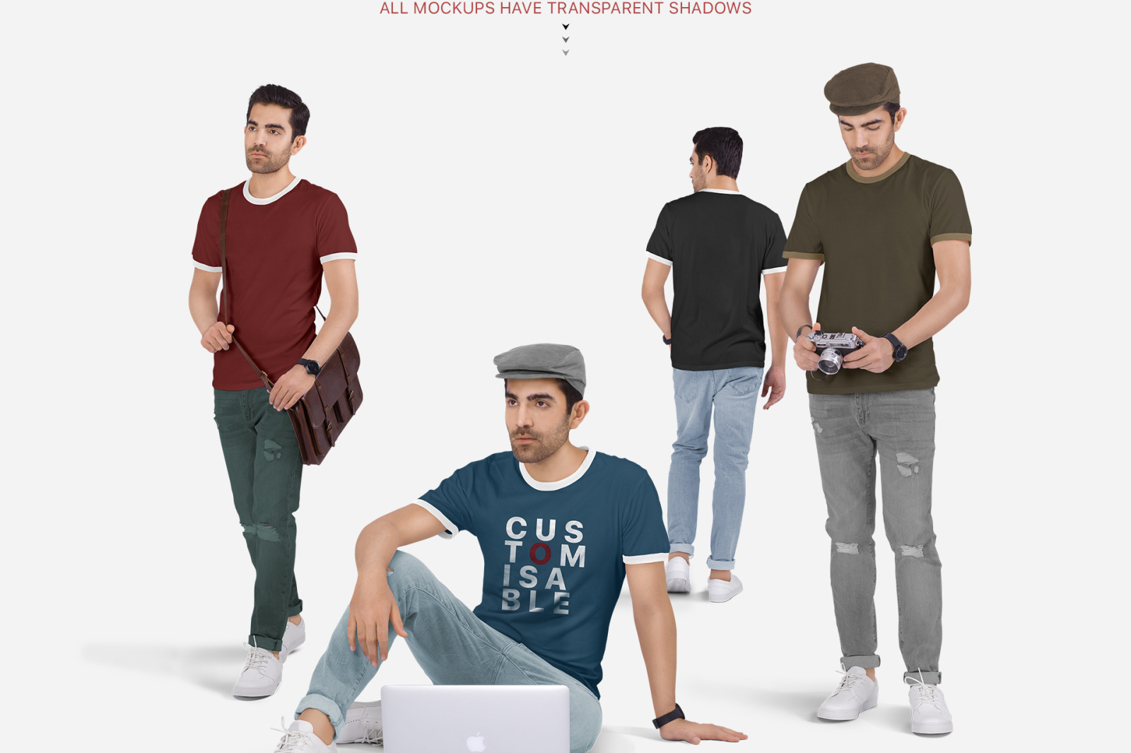 Men's Ringer T-Shirt Mockup Set Men's Ringer T-Shirt Mockup Set