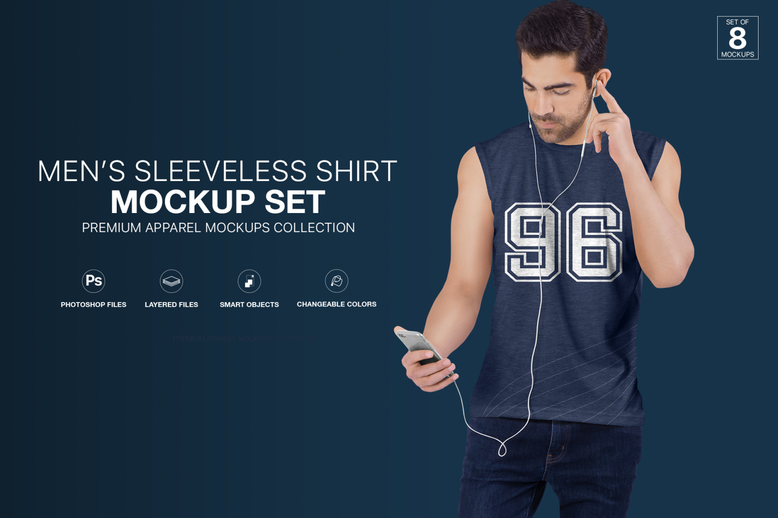 Men&#039;s Sleeveless Shirt Mockup Set