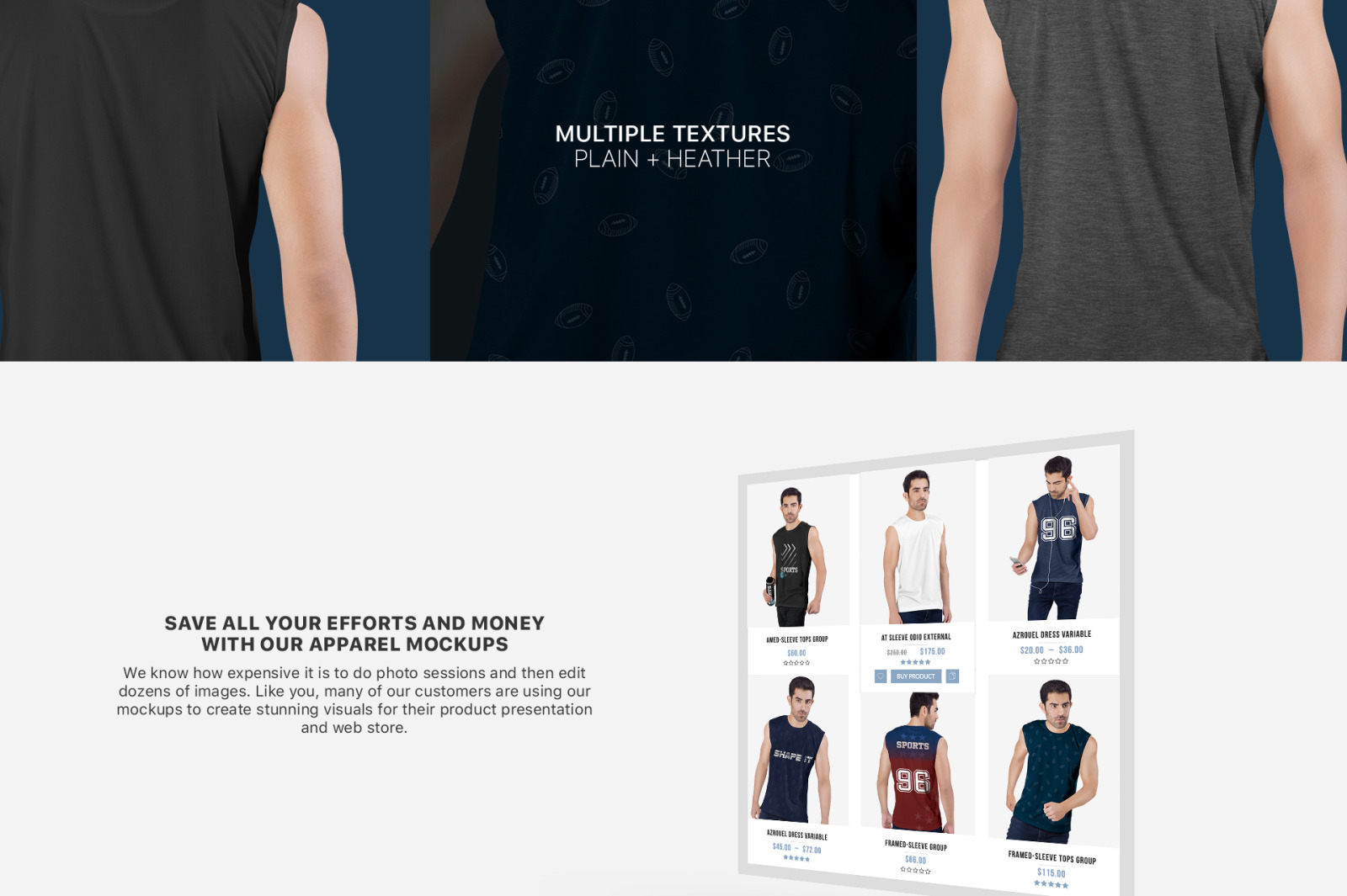 Men&#039;s Sleeveless Shirt Mockup Set