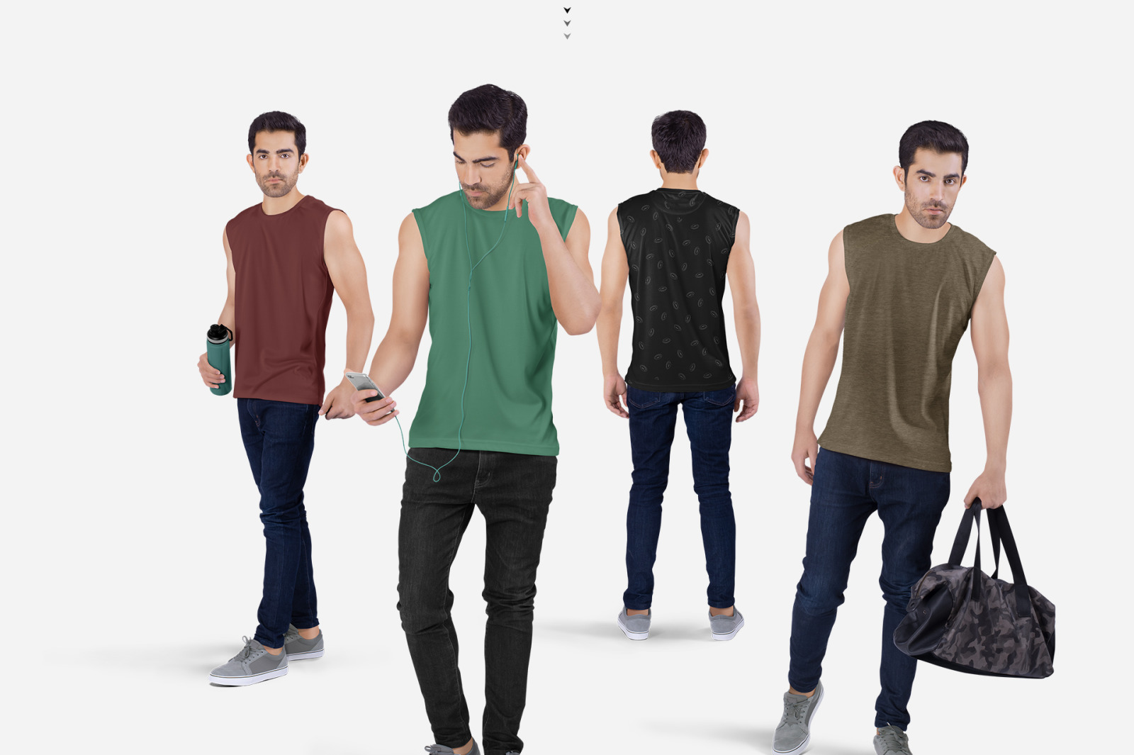 Men&#039;s Sleeveless Shirt Mockup Set