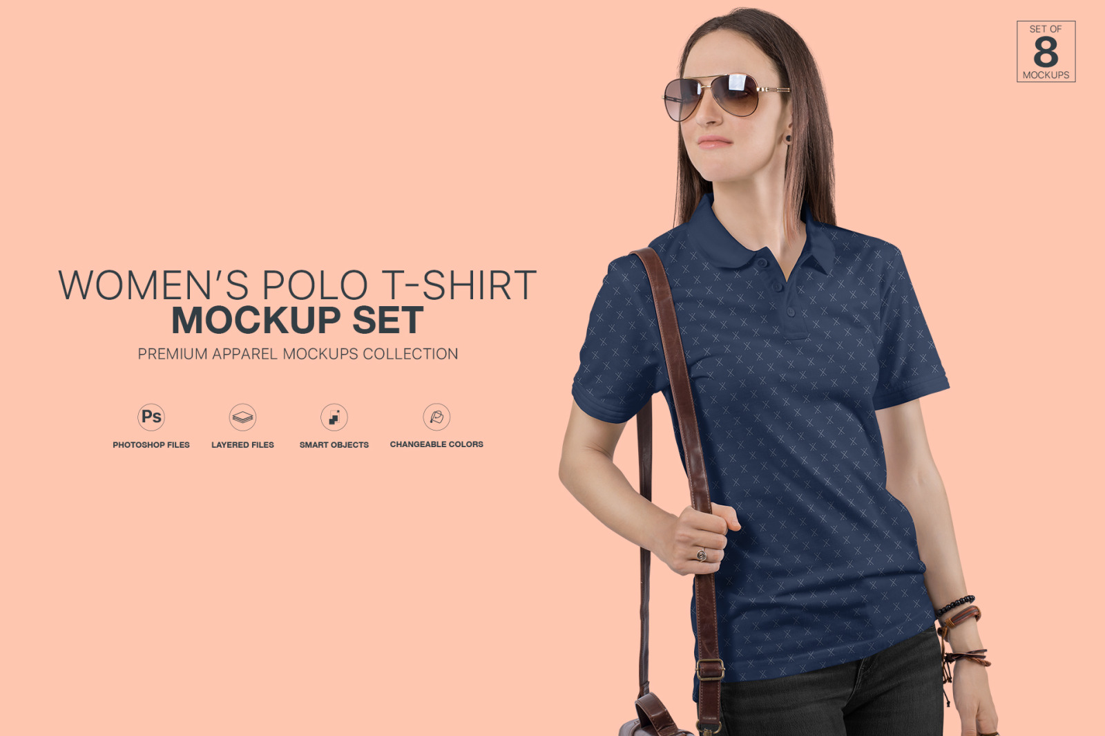 Women's Polo T-Shirt Mockup Set Women's Polo T-Shirt Mockup Set