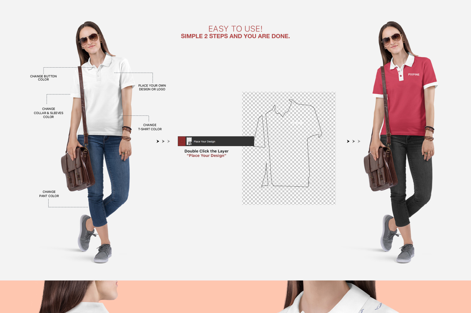 Women's Polo T-Shirt Mockup Set Women's Polo T-Shirt Mockup Set