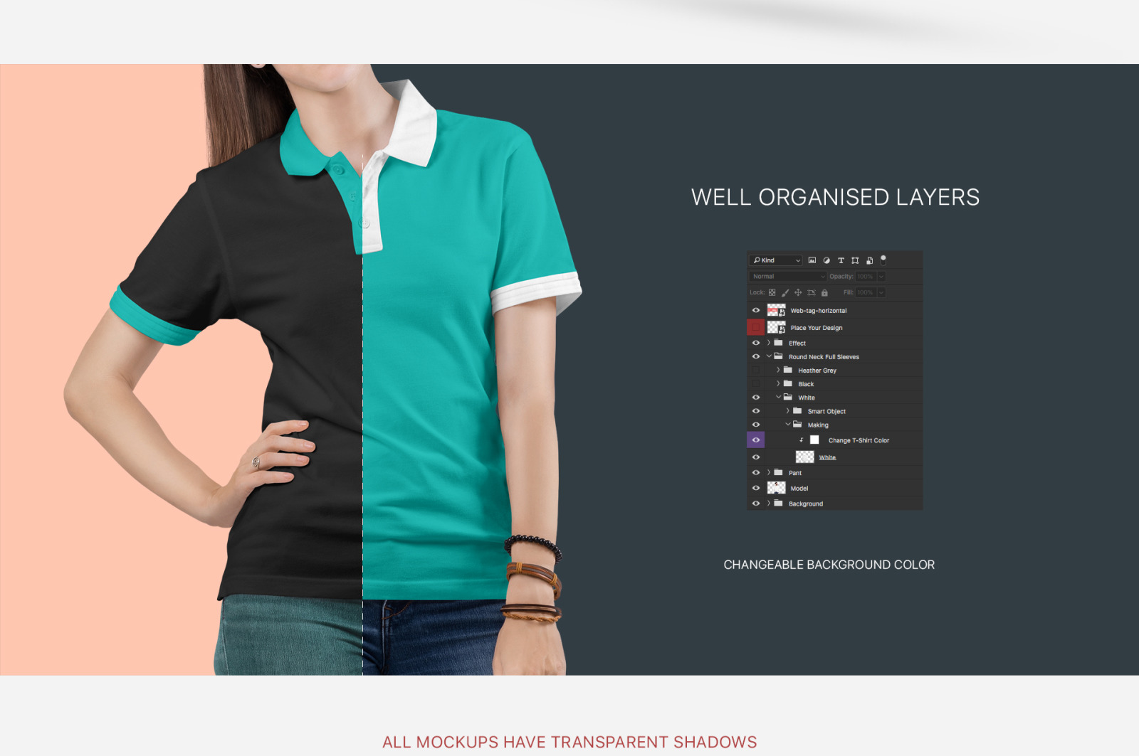 Women's Polo T-Shirt Mockup Set Women's Polo T-Shirt Mockup Set