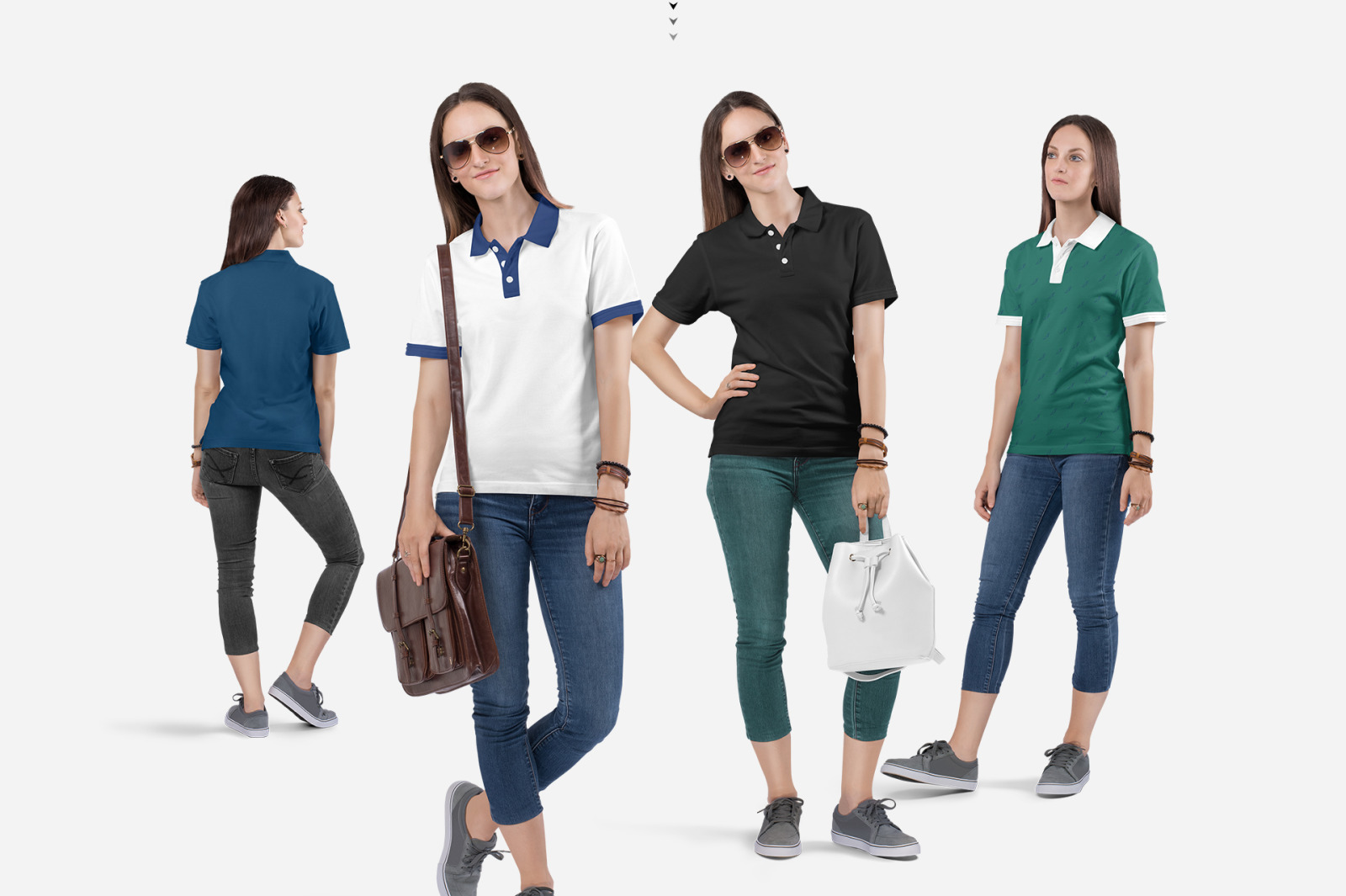 Women's Polo T-Shirt Mockup Set Women's Polo T-Shirt Mockup Set