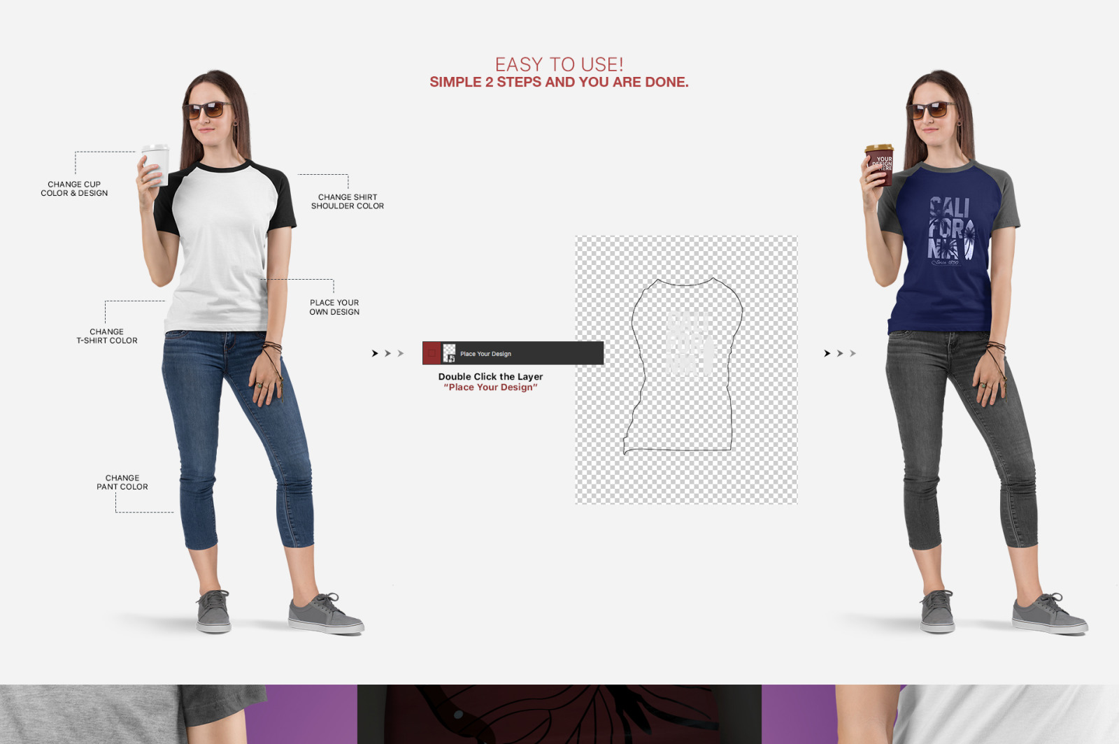 Women's Raglan T-Shirt Mockup Set Women's Raglan T-Shirt Mockup Set