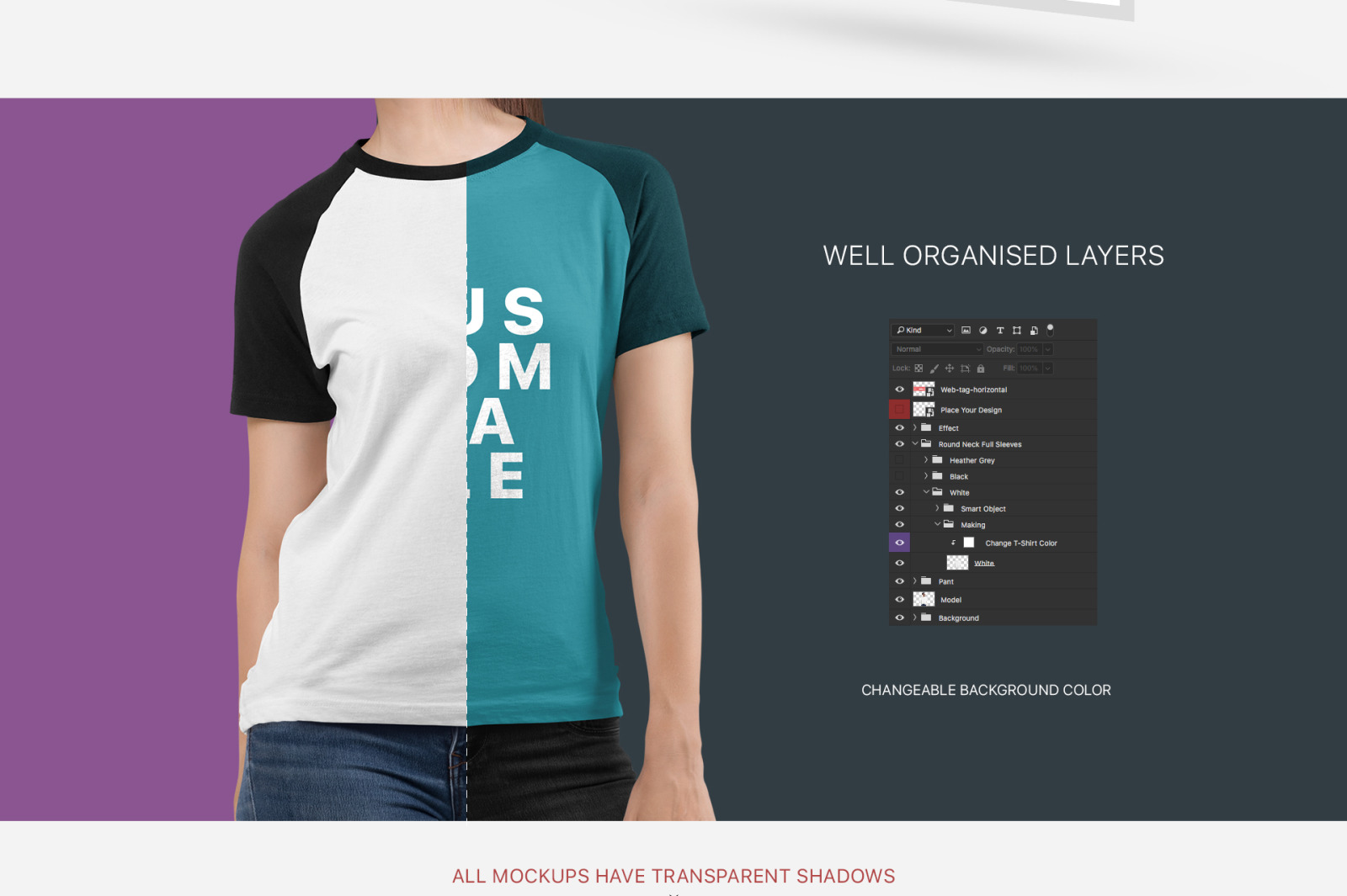 Women's Raglan T-Shirt Mockup Set Women's Raglan T-Shirt Mockup Set