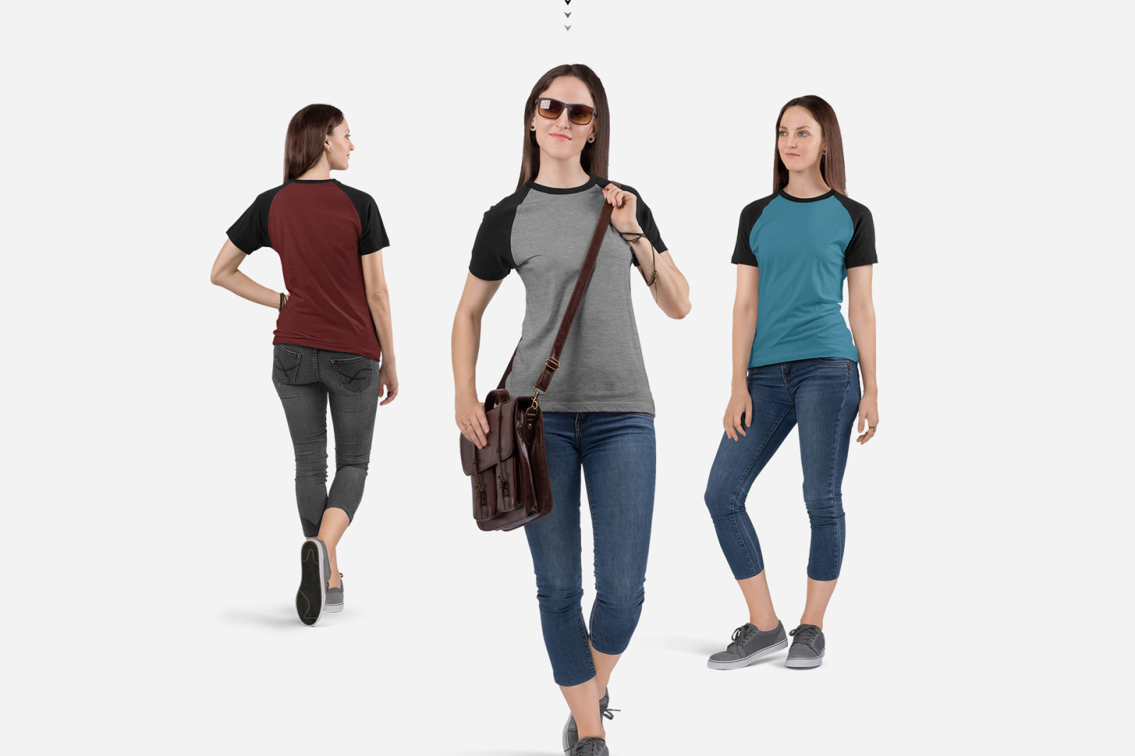 Women's Raglan T-Shirt Mockup Set Women's Raglan T-Shirt Mockup Set