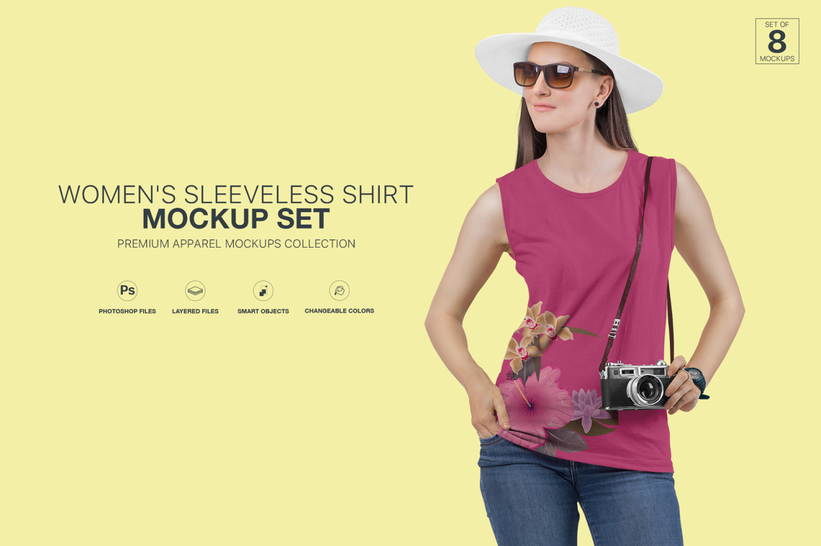 Women&#039;s Sleeveless Shirt Mockup Set