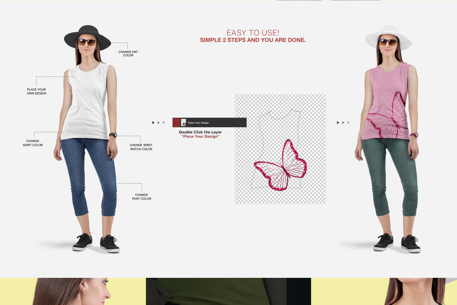 Women's Sleeveless Shirt Mockup Set Women's Sleeveless Shirt Mockup Set