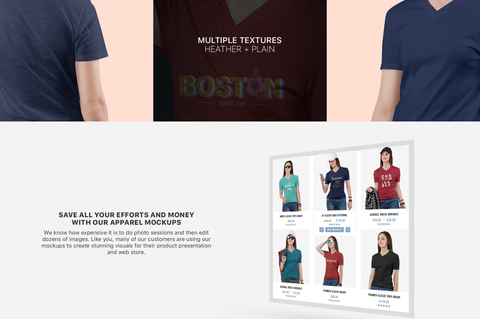 Women&#039;s V Neck T-Shirt Mockup Set