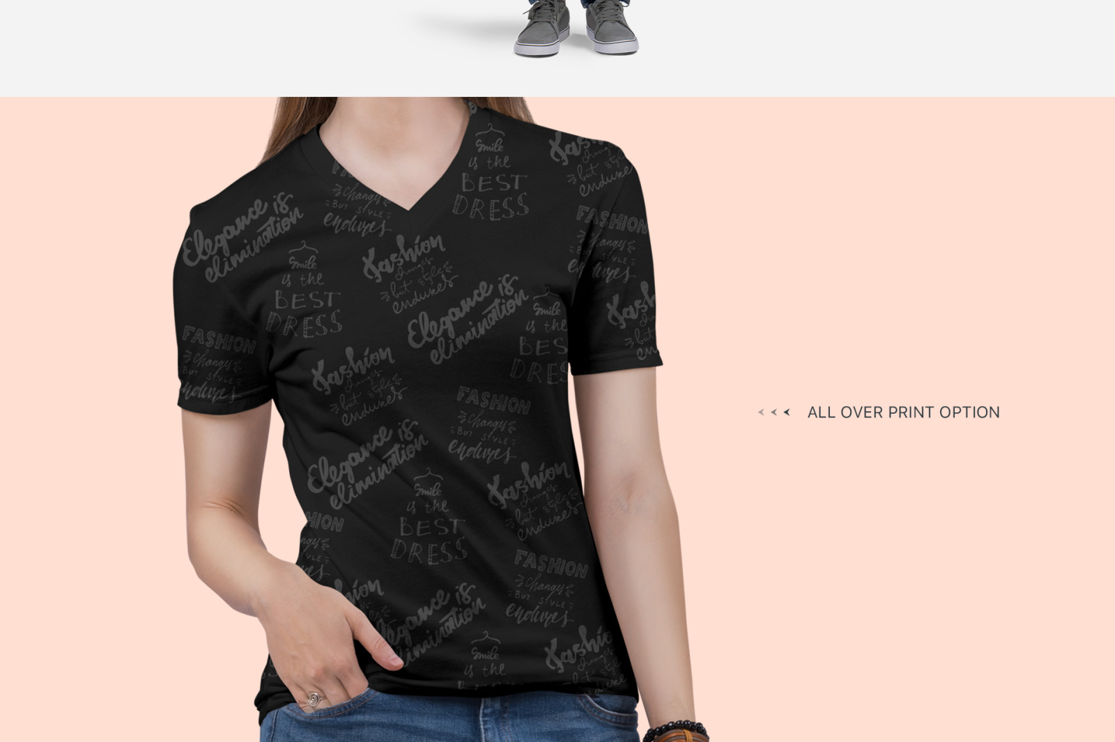 Women&#039;s V Neck T-Shirt Mockup Set