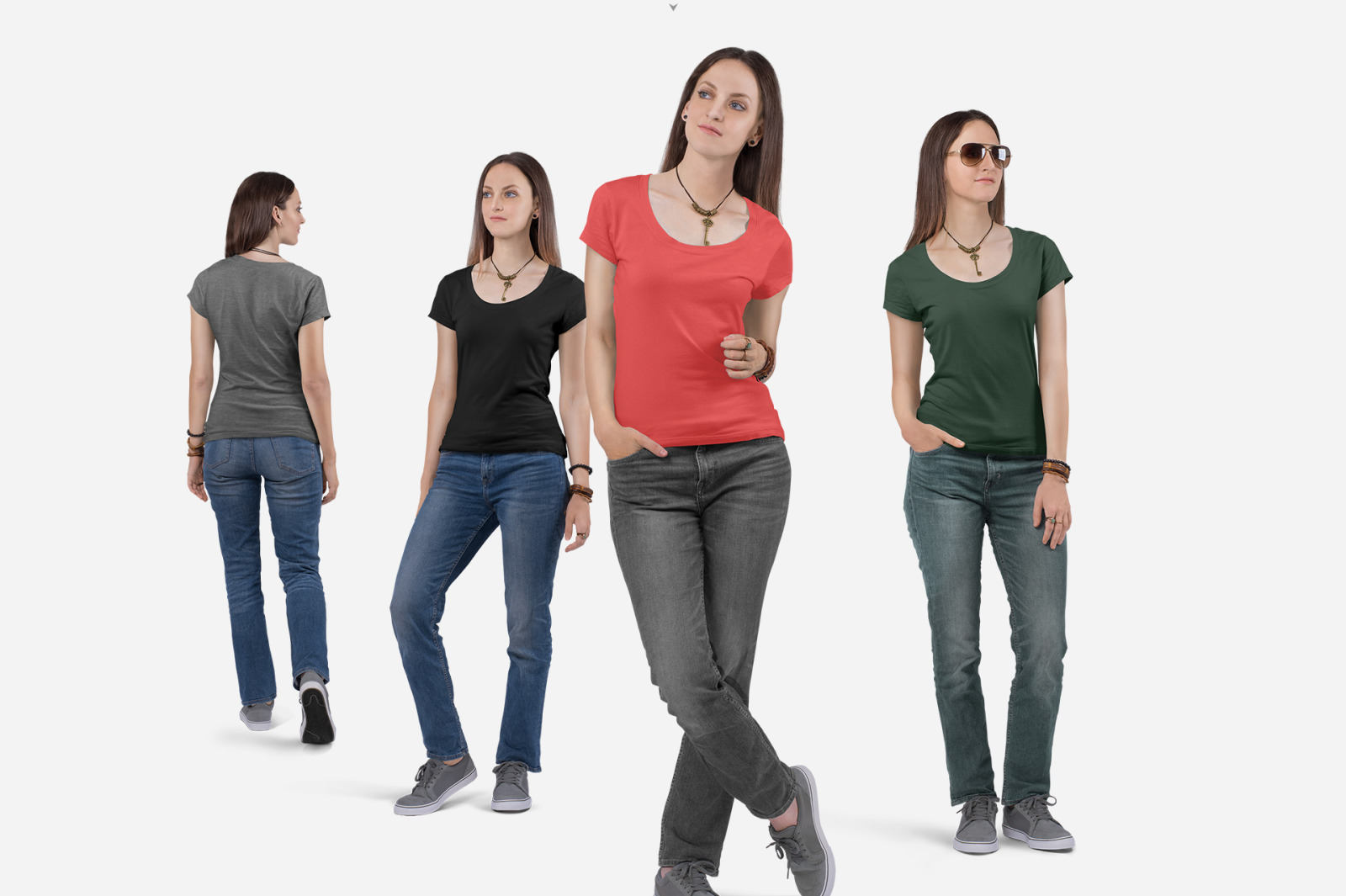 Women’s Short Sleeve T-Shirt Mockup Set