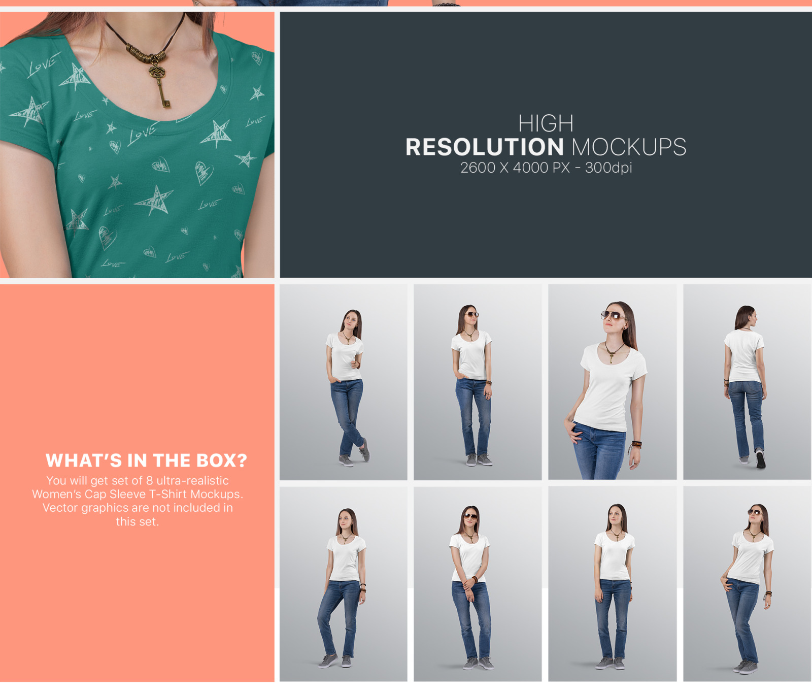 Women’s Short Sleeve T-Shirt Mockup Set Women’s Short Sleeve T-Shirt Mockup Set